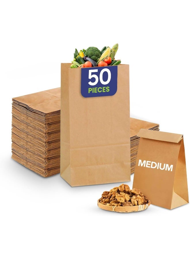 SNH Packing حقيبة ورقية SNH SOS رقم 8 متوسطة، قاع مسطح، كرافت للغداء والحفلات - 50 قطعة - Image 1